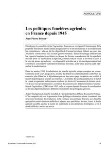 Les politiques foncières agricoles en France depuis 1945