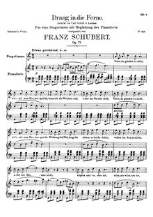 Partition complète, Original key, Drang en die Ferne, D.770 (Op.71)