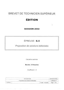 Proposition de solutions éditoriales 2002 BTS Édition