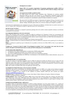 GUIDE des produits AVEC ou SANS OGM - (detectivesOGM@greenpeace.fr).
