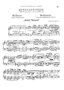 Partition complète, Meditation on pour Old tchèque choral  St. Wenceslas , Op.35a par Josef Suk