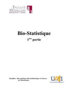 1ère partie Discipline Bio statistique Bio mathématique et Sciences