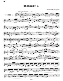 Partition violon 1, corde quatuor No.5, Op.44 No.3, E♭ major, Mendelssohn, Felix