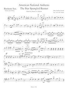 Partition baryton Saxophone (E?), American National hymnes, Francis Scott Key (1779–1843)Samuel Francis Smith (1808-1895)