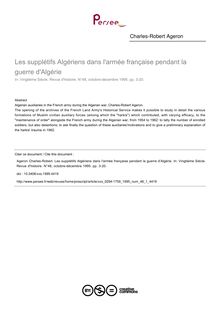 Les supplétifs Algériens dans l armée française pendant la guerre d Algérie - article ; n°1 ; vol.48, pg 3-20