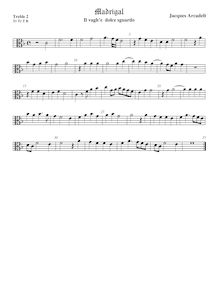 Partition ténor viole de gambe 1, alto clef, 12 madrigaux, Arcadelt, Jacob par Jacob Arcadelt