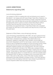 Dopage : Déclaration de Lance Armstrong