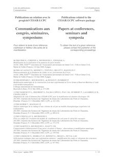 Liste des publications CESAR LCPC List of publications Communications Papers