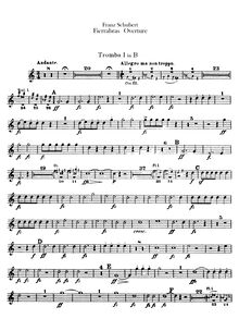 Partition trompette 1, 2 (en B♭), Fierrabras D.796, Schubert, Franz