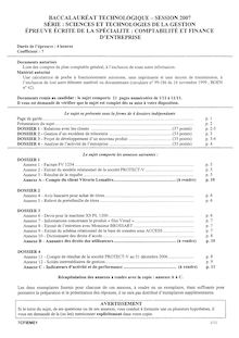Bac comptabilite et finance des entreprises 2007 stgcfe s.t.g (comptabilite et finance des entreprises)