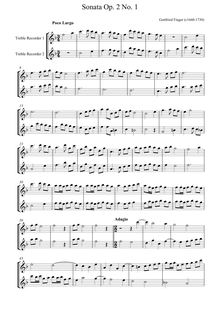 Partition complète, Six sonates of Two parties pour Two flûtes, Finger, Godfrey par Godfrey Finger
