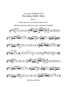Partition flûte 1, 2, Don Juan, ou Le festin de Pierre, Ballet, Gluck, Christoph Willibald