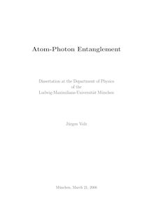 Atom-photon entanglement [Elektronische Ressource] / Jürgen Volz