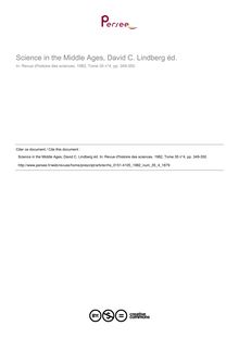 Science in the Middle Ages, David C. Lindberg éd.  ; n°4 ; vol.35, pg 349-350