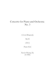 Partition Piano Solo, Piano Concerto No.3,  A Liszt Rhapsody , C♯ minor