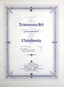 Partition couverture couleur, Symphony No.4, F minor, Tchaikovsky, Pyotr