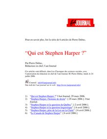 Le texte de la série d articles au - Le vrai visage de Stephen Harper