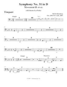 Partition timbales, Symphony No.31, D major, Rondeau, Michel par Michel Rondeau