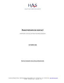 Radiothérapie de contact - Texte court - Radiothérapie de contact
