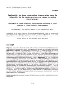 Evaluación de tres protocolos hormonales para la inducción de la espermiación en yaque Leiarius marmoratus