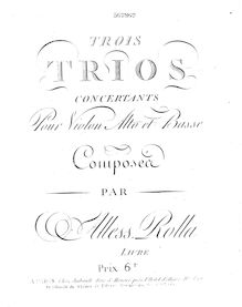 Partition violoncelle, 3 Concertant corde Trios, BI 351, 344, 349