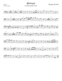 Partition viole de basse  2, Madrigali di Rinaldo del Melle, gentilhumo fiamengo, a sei voci : Novamente composti & dati im luce