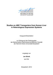 Studies on ABC transporters from human liver in heterologous expression systems [Elektronische Ressource] / vorgelegt von Jan Stindt