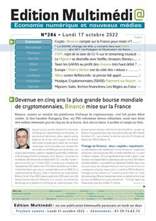 Editions Multimedi@ n°286 -  du Lundi 17 octobre 2022