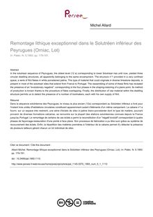 Remontage lithique exceptionnel dans le Solutréen inférieur des Peyrugues (Orniac, Lot) - article ; n°1 ; vol.5, pg 179-191