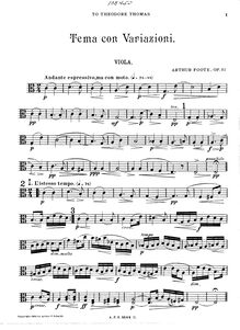 Partition viole de gambe, corde quatuor, Op.32, E major, Foote, Arthur