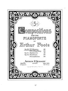 Partition No.1: Revery, 2 Compositions pour Piano, Op.60, Foote, Arthur