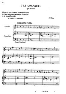 Partition Tre correnti per violon, Sonate, correnti et arie, Uccellini, Marco