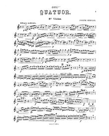 Partition violon 1, Quatuor pour deux violons, alto et violoncelle
