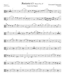 Partition ténor viole de gambe 2, alto clef, Fantasia pour 5 violes de gambe, RC 27