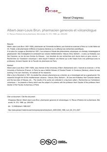 Albert-Jean-Louis Brun, pharmacien genevois et volcanologue - article ; n°310 ; vol.84, pg 249-254