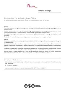Le transfert de technologie en Chine - article ; n°3 ; vol.46, pg 845-888