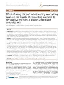 Effect of using HIV and infant feeding counselling cards on the quality of counselling provided to HIV positive mothers: a cluster randomized controlled trial