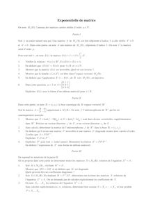 Sujet : Algèbre linéaire, Exponentielle de matrice