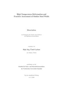 High temperature deformation and fracture assessment of similar steel welds [Elektronische Ressource] / vorgelegt von Ümit Ceyhan