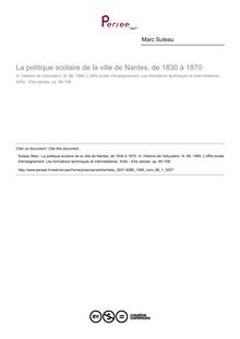 La politique scolaire de la ville de Nantes, de 1830 à 1870 - article ; n°1 ; vol.66, pg 85-108