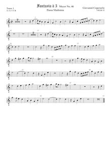 Partition ténor viole de gambe 1, octave aigu clef, Fantasia pour 5 violes de gambe, RC 38