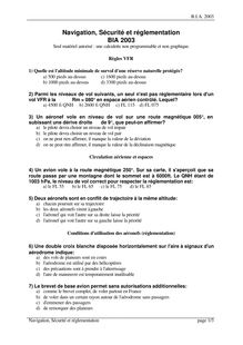 Navigation - Sécurité - Réglementation 2003 BIA - Brevet d Initiation Aéronautique