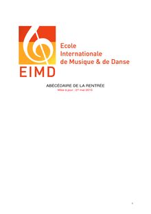 EIMD - ABÉCÉDAIRE DE LA RENTRÉE 2010-2011
