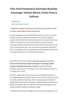 Flex Fuel Powertrains Dominate Brazilian Passenger Vehicle Market, Finds Frost & Sullivan