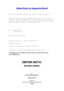 Obiter Dicta - Second Series