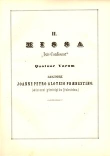 Partition Kyrie, Missa Iste confessor, Modus VIII. Hypomixolydius par Giovanni Pierluigi da Palestrina