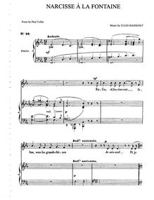 Partition complète (E♭ Major: medium voix et piano), Narcisse à la fontaine