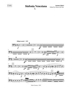 Partition violoncelles, Sinfonia Veneziana, D major, Salieri, Antonio