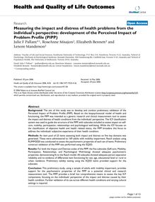 Measuring the impact and distress of health problems from the individual s perspective: development of the Perceived Impact of Problem Profile (PIPP)