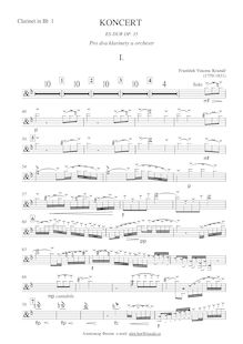 Partition clarinette 1, Concerto pour 2 clarinettes, Krommer, Franz